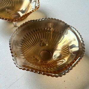 Vintage 1950s Jeanette “Anniversary” Carnival Glass Bowls (Set of 2)